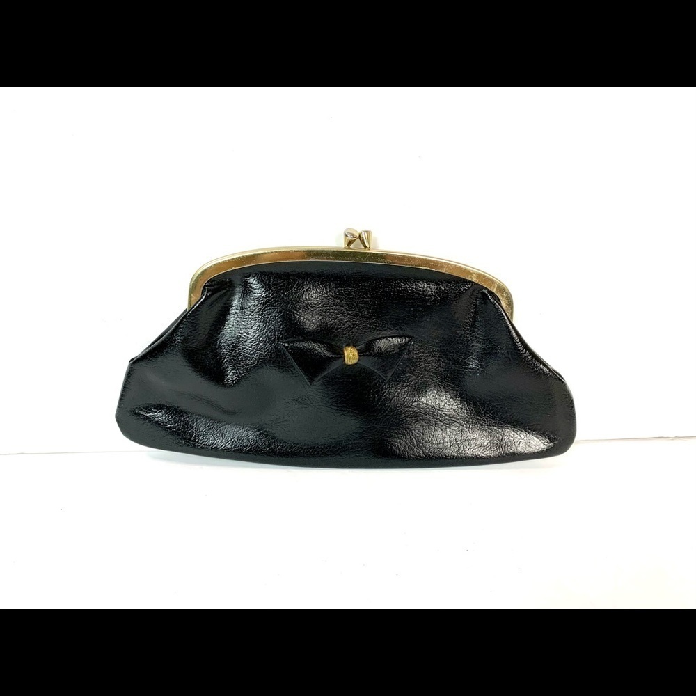 Vintage Leather Kiss lock Clutch/Purse
